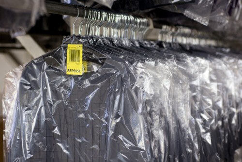 Sealed garments on racking system